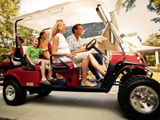 Golf Carts - Photo of a family on a Put-in-Bay golf cart rental.